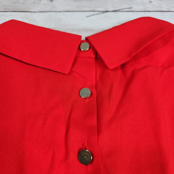 Ann Taylor Collared Sleeveless Blouse in Red Size XL NWT - Picture 4 of 9